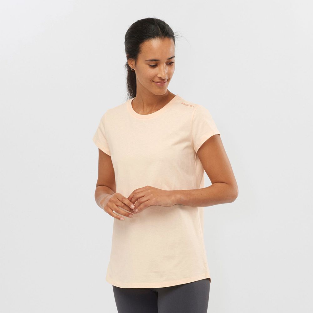 Salomon OUTLIFE SCOOP HEM W Camisetas Mujer - Beige - Colombia (52849-WOSQ)